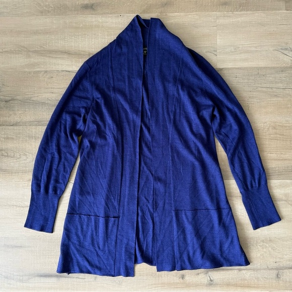 Eileen Fisher cobalt blue merino wool open front cardigan - Medium - Picture 2 of 3
